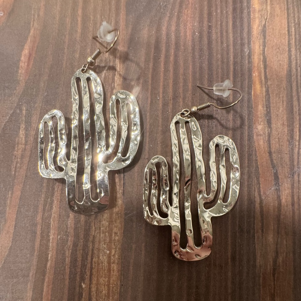 Gold Cactus Earrings